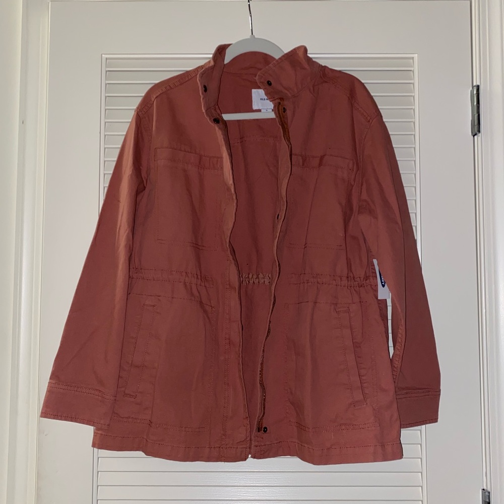 Old Navy salmon pink scout utility jacket.